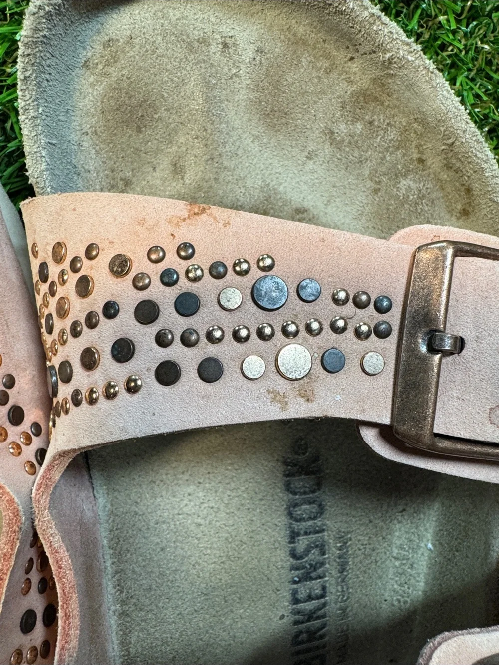 Birkenstock Arizona Rose Gold Studded Sandals